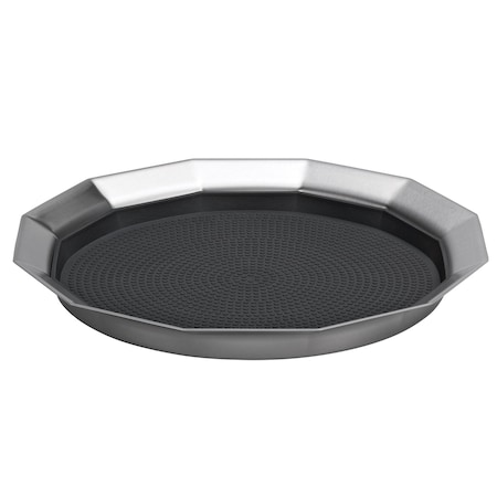 Service Ideas Paneled Tray with Removable Insert, 9" diameter, Stainless Steel, Brushed TRPN119RIBS